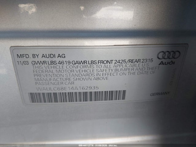 2004 AUDI A4 WAULC68E14A162935 Photo 8