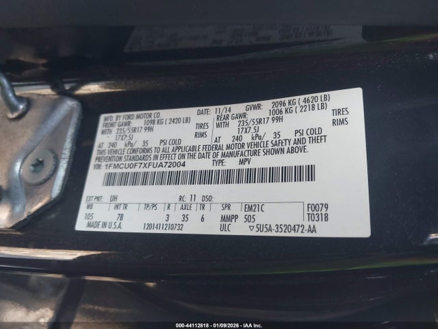 Ford ESCAPE S 2015 1FMCU0F7XFUA72004 Image 9