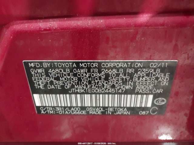 2011 LEXUS ES 350 JTHBK1EG0B2445147 Photo 8