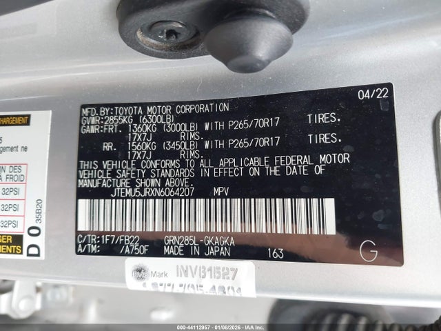 JTEMU5JRXN6064207 Toyota 4RUNNER SR5