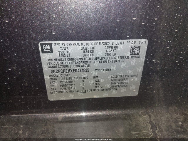 3GCPCREHXEG474825 Chevrolet Silverado 1500 1lt