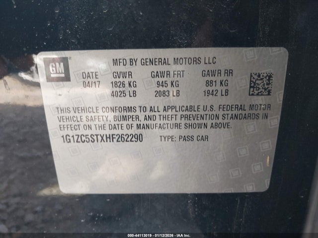 1G1ZC5STXHF262290 Chevrolet Malibu 1fl