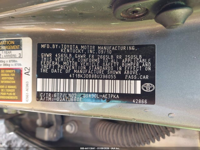 2011 TOYOTA AVALON 4T1BK3DB8BU396055 Photo 8