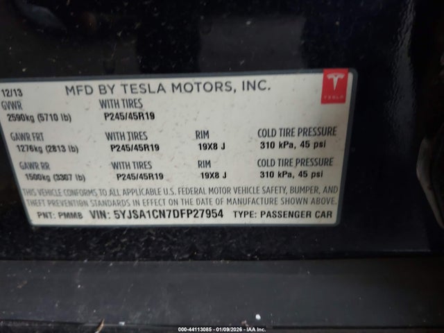 2013 TESLA MODEL S 5YJSA1CN7DFP27954 Photo 8
