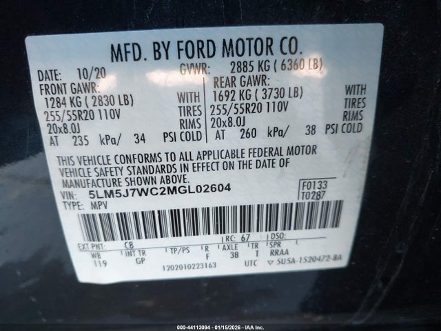 2021 LINCOLN AVIATOR 5LM5J7WC2MGL02604 Photo 8