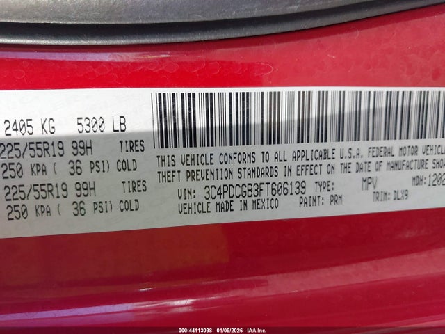 3C4PDCGB3FT606139 Dodge Journey Crossroad
