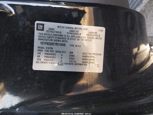 2007 CADILLAC ESCALADE 1GYFK63857R319046 Photo 8