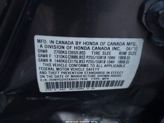 2010 ACURA MDX 2HNYD2H2XAH517838 Photo 8