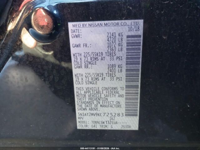 2019 NISSAN ROGUE 5N1AT2MV9KC725283 Photo 8