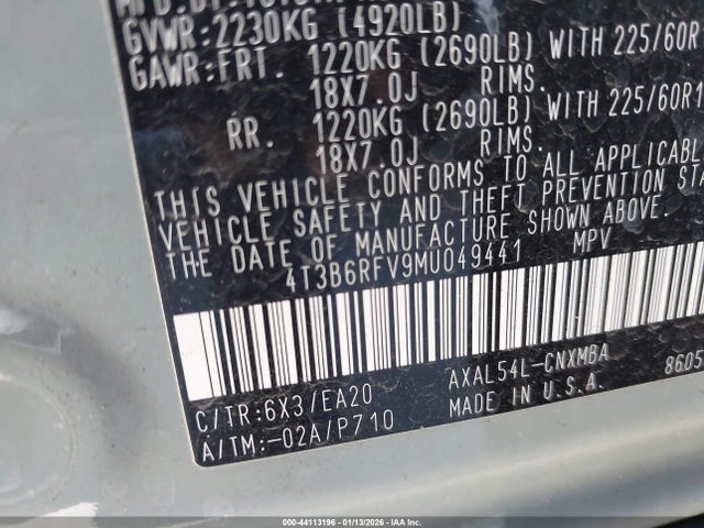 2021 TOYOTA RAV4 HYBRID 4T3B6RFV9MU049441 Photo 8