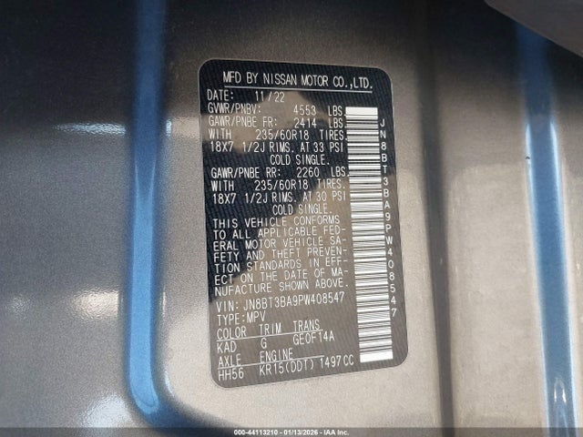 JN8BT3BA9PW408547 Nissan Rogue Sv Fwd