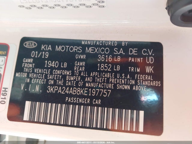 Продаж на аукціоні авто 2019 Kia Rio S, vin: 3KPA24AB8KE197757, номер лоту: 44113211