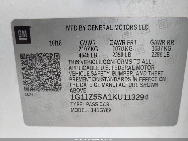 1G11Z5SA1KU113294 Chevrolet IMPALA LT