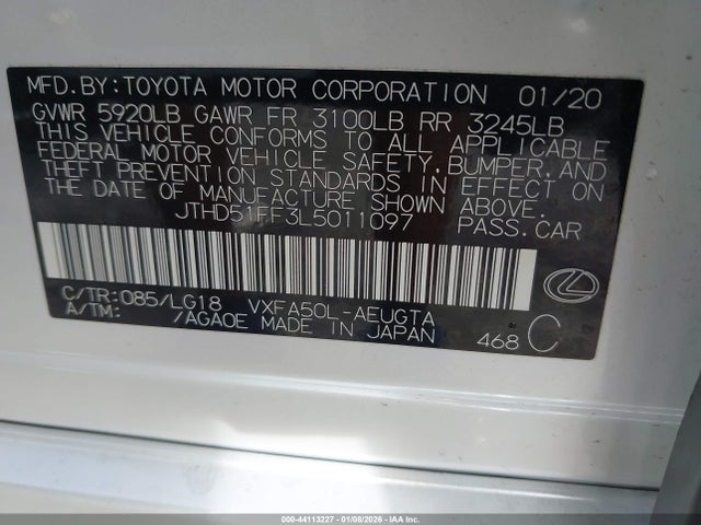 Продажа на аукционе авто 2020 Lexus Ls 500, vin: JTHD51FF3L5011097, номер лота: 44113227