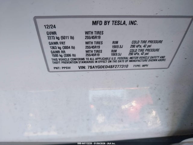2025 TESLA MODEL Y 7SAYGDED4SF277310 Photo 8
