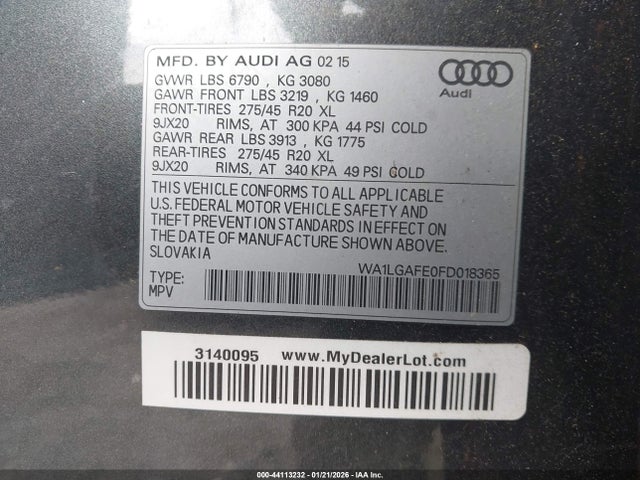 2015 AUDI Q7 WA1LGAFE0FD018365 Photo 8