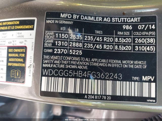 2015 MERCEDES-BENZ GLK 350 WDCGG5HB4FG362243 Photo 8