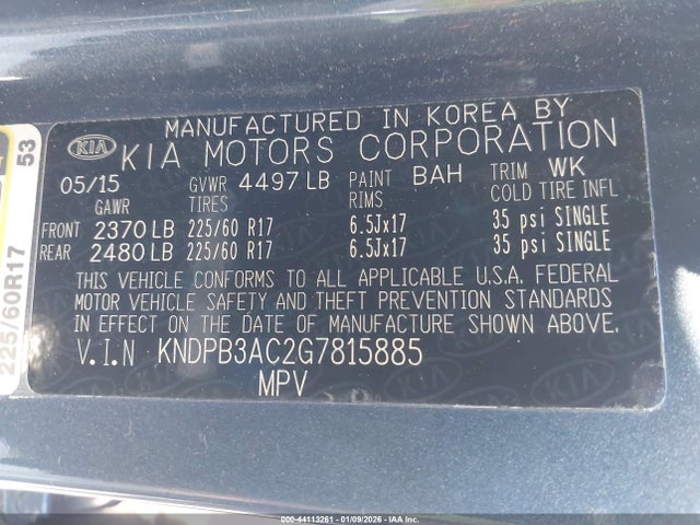 KIA Sportage Lx 2016 KNDPB3AC2G7815885 Image 9