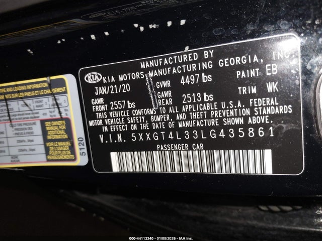 5XXGT4L33LG435861 KIA Optima Lx