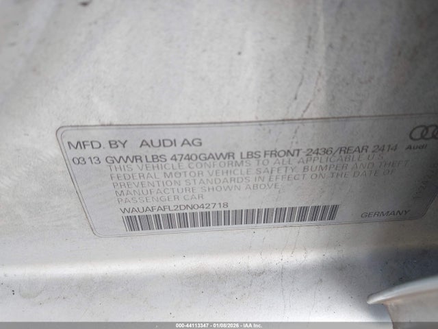 2013 AUDI A4 WAUAFAFL2DN042718 Photo 8