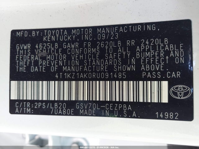 4T1KZ1AK0RU091485 Toyota Camry Xse V6