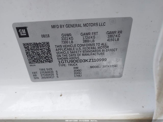 2019 GMC SIERRA 1500 1GTU9DED3KZ110999 Photo 8