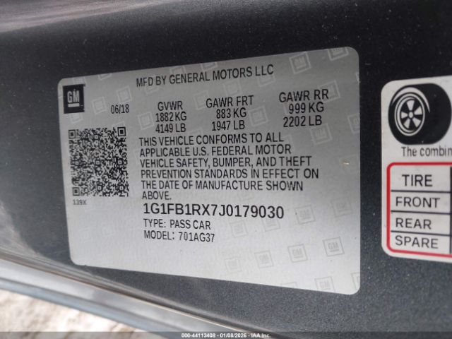 2018 CHEVROLET CAMARO 1G1FB1RX7J0179030 Photo 8