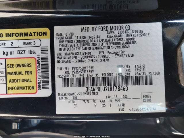 Ford Fusion Hybrid Se 2020 3FA6P0LU2LR178460 Image 9