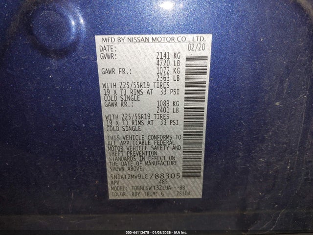 5N1AT2MV9LC788305 Nissan Rogue Sl Intelligent Awd