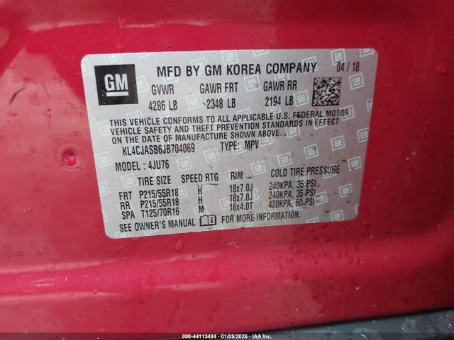 Aukcja sprzedaży 2018 Buick Encore Preferred, vin: KL4CJASB6JB704069, numer aukcji: 44113484