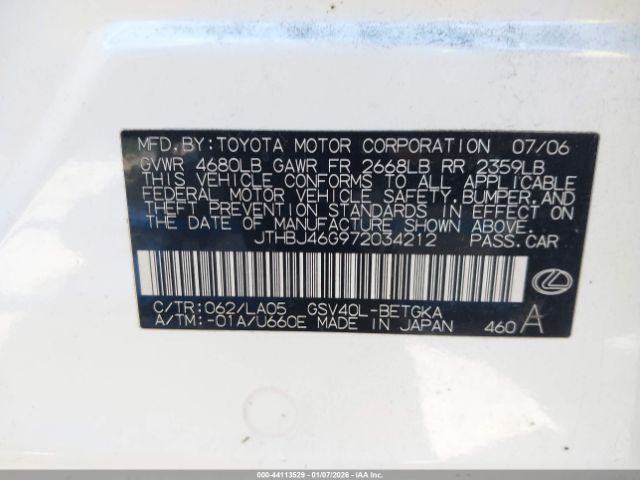 2007 LEXUS ES 350 JTHBJ46G972034212 Photo 8
