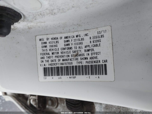 1HGCR2F11HA197959 Honda Accord Sport Se