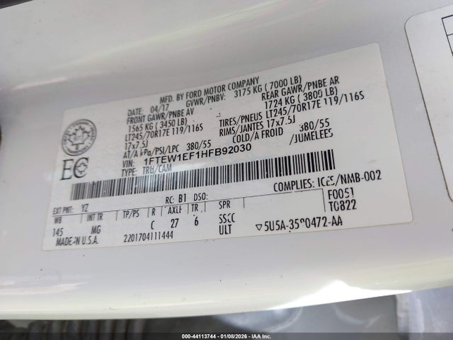 Ford F-150 Xlt 2017 1FTEW1EF1HFB92030 Image 9