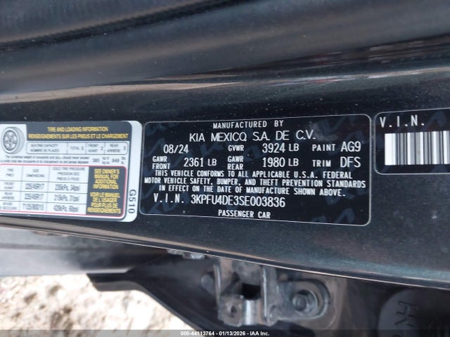Aukcja sprzedaży 2025 Kia K4 Ex, vin: 3KPFU4DE3SE003836, numer aukcji: 44113764
