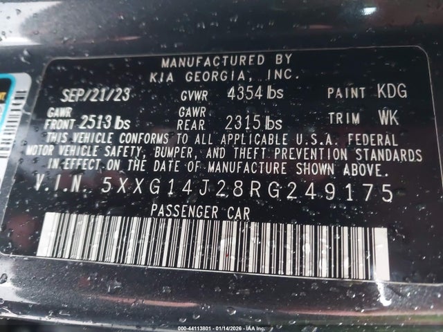 5XXG14J28RG249175 KIA K5 LXS