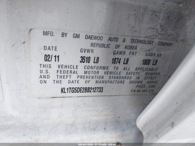 2011 CHEVROLET AVEO KL1TG5DE2BB212733 Photo 8