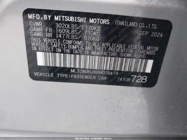 2024 MITSUBISHI MIRAGE ML32AUHJXRH028478 Photo 8
