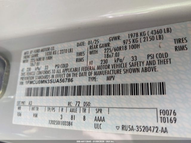 2025 FORD ESCAPE 1FMCU0MN3SUA56786 Photo 8