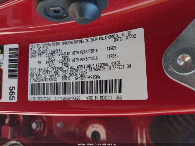 3TMAZ5CN4NM192252 Toyota Tacoma Sr5 V6
