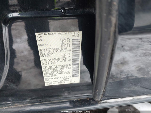 1N6AD0EVXGN747578 Nissan Frontier Sv