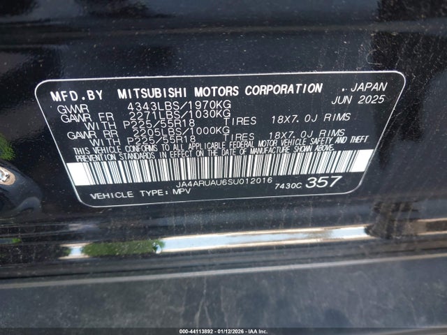 2025 MITSUBISHI OUTLANDER SPORT JA4ARUAU6SU012016 Photo 8