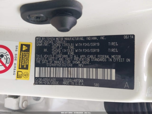 5TDYKRFH2ES031348 Toyota Highlander Limited Platinum V6