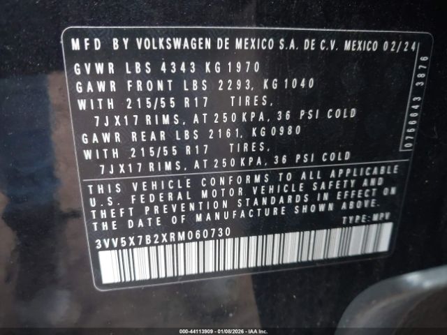 2024 VOLKSWAGEN TAOS 3VV5X7B2XRM060730 Photo 8