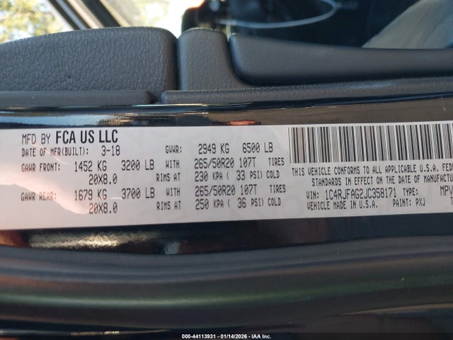 1C4RJFAG2JC358171 Jeep Grand Cherokee Altitude 4x4