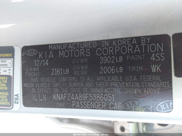 KNAFZ4A89F5386051 KIA FORTE EX