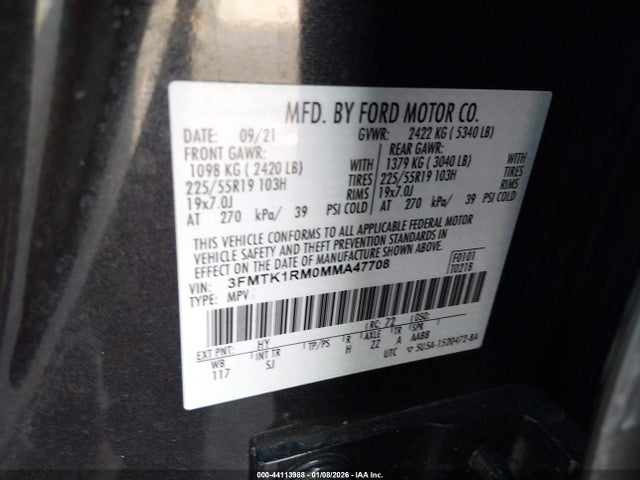 Ford Mustang Mach-e Select 2021 3FMTK1RM0MMA47708 Image 9