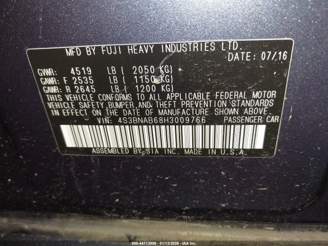 4S3BNAB68H3009766 Subaru Legacy 2.5i