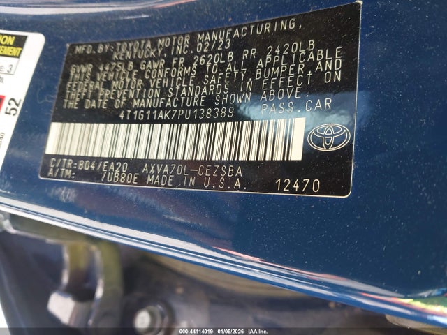 Продаж на аукціоні авто 2023 Toyota Camry Se, vin: 4T1G11AK7PU138389, номер лоту: 44114019