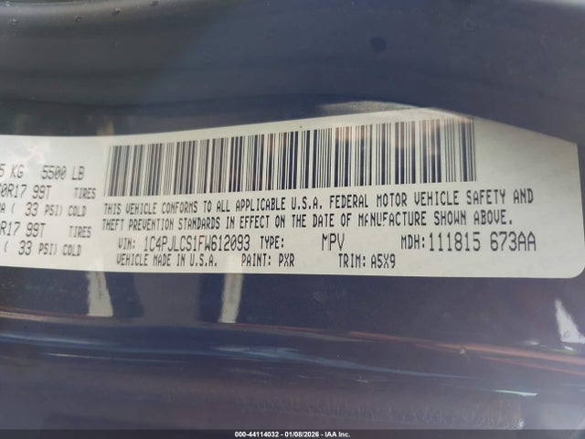 1C4PJLCS1FW612093 Jeep Cherokee Latitude