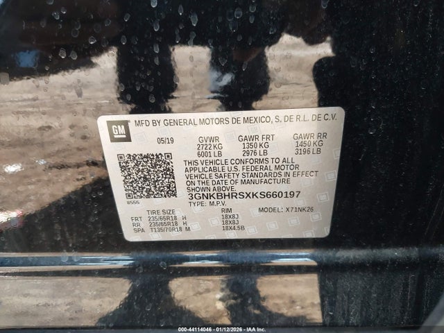 3GNKBHRSXKS660197 Chevrolet Blazer